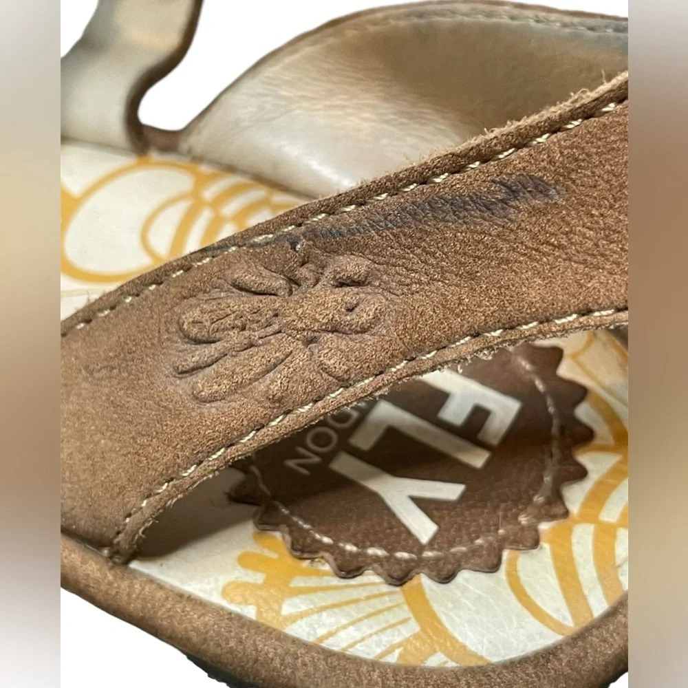 Fly London Yeba 895 Brown Suede Leather  Strappy Wedge Platform Sandals Size 40 - Picture 13 of 13
